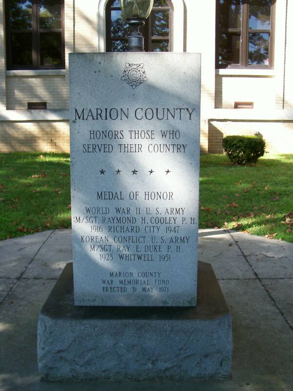 Medal of Honor recipients from Marion County marker, photo courtesy of Dennis Lambert