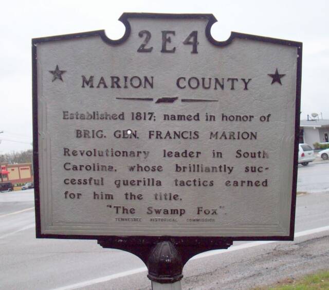 Marion County marker, photo courtesy of Dennis Lambert