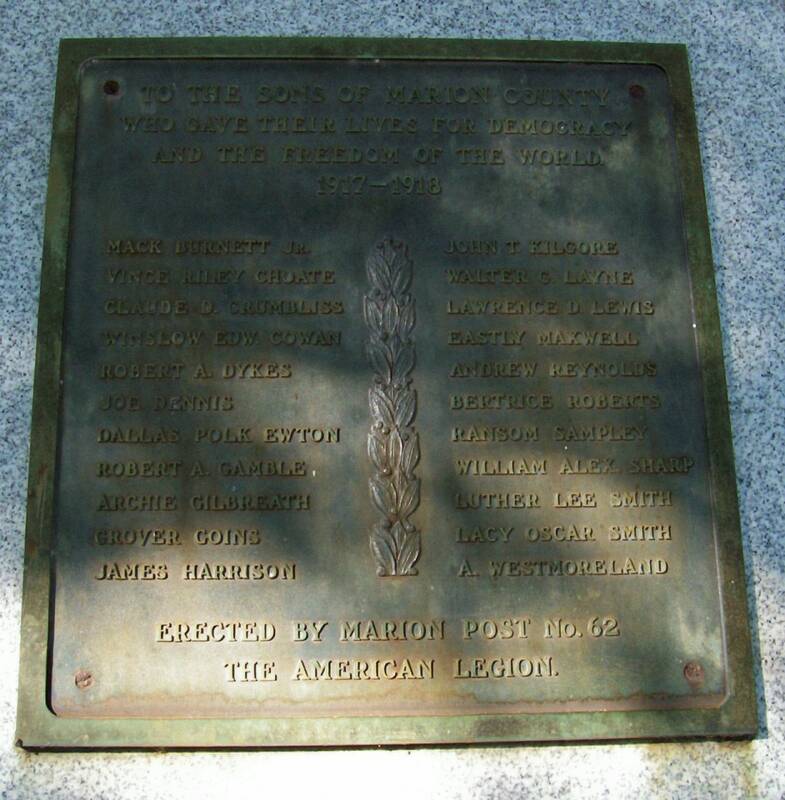 World War I Veterans' Memorial close up, photo courtesy of Dennis Lambert