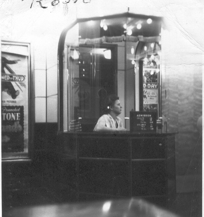 Rosalia "Rosie" Raulston Whitworth in the ticket booth