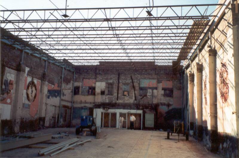 New metal ceiling rafters in the spring of 2001