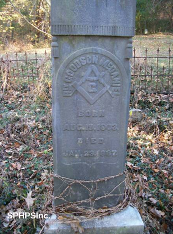 Reverend Goodson McDaniel gravestone, Courtesy of Dennis Lambert