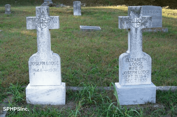 Joseph & Elizabeth Lodge gravestones, courtesy of Dennis Lambert