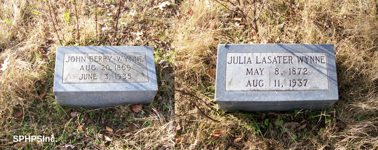 John Berry Wynne and his wife, Julia Lasater Wynne gravestones, courtesy of Dennis Lambert