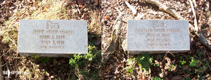 Jessie Helen & William Gleen Moore gravestones, courtesy of Dennis Lambert
