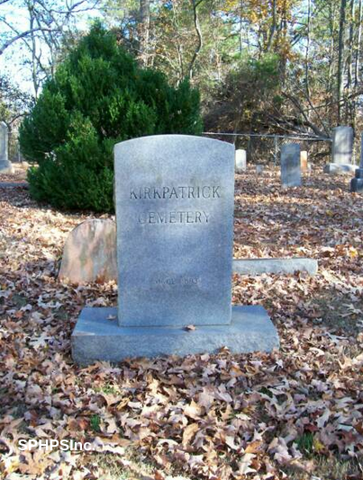 Kirkpatrick Cemetery identification marker, courtesy of Dennis Lambert