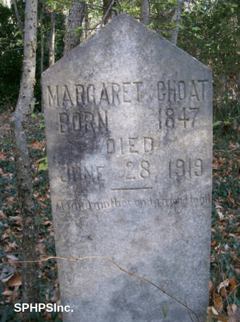 Margaret Choat gravestone, courtesy of Dennis Lambert
