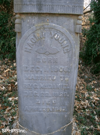 Naomi McDaniel gravestone, courtesy of Dennis Lambert