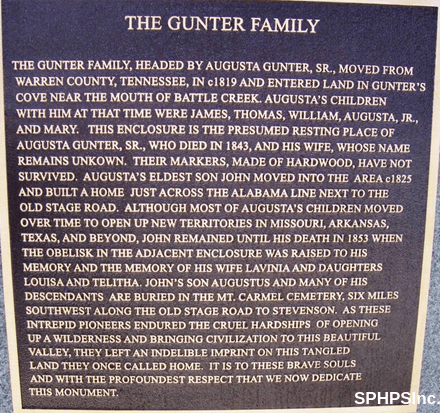 Gunter family bronze plaque, courtesy of Dennis Lambert
